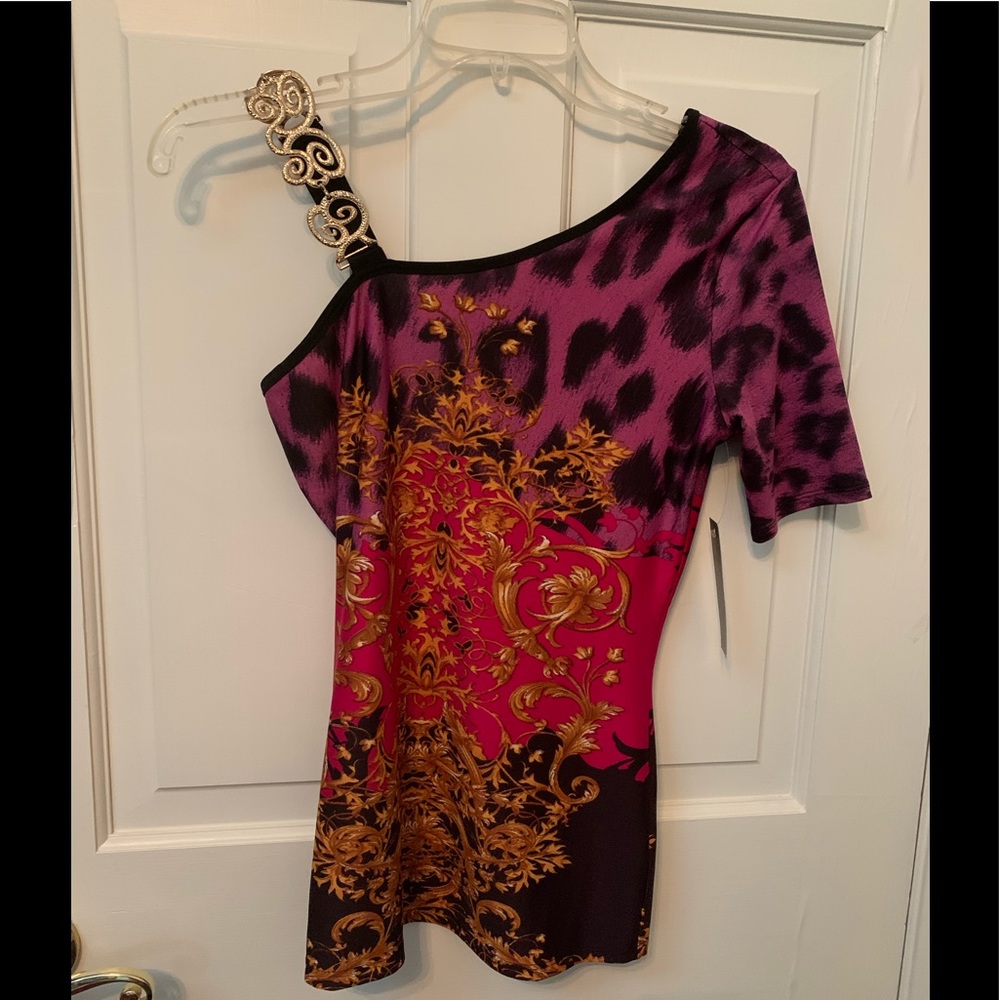 Venus Gold Strap Printed Top